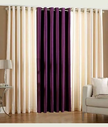 Homefab India Plain Semi-Transparent Eyelet Door Curtain 7ft (Pack of 3) - Multicolor