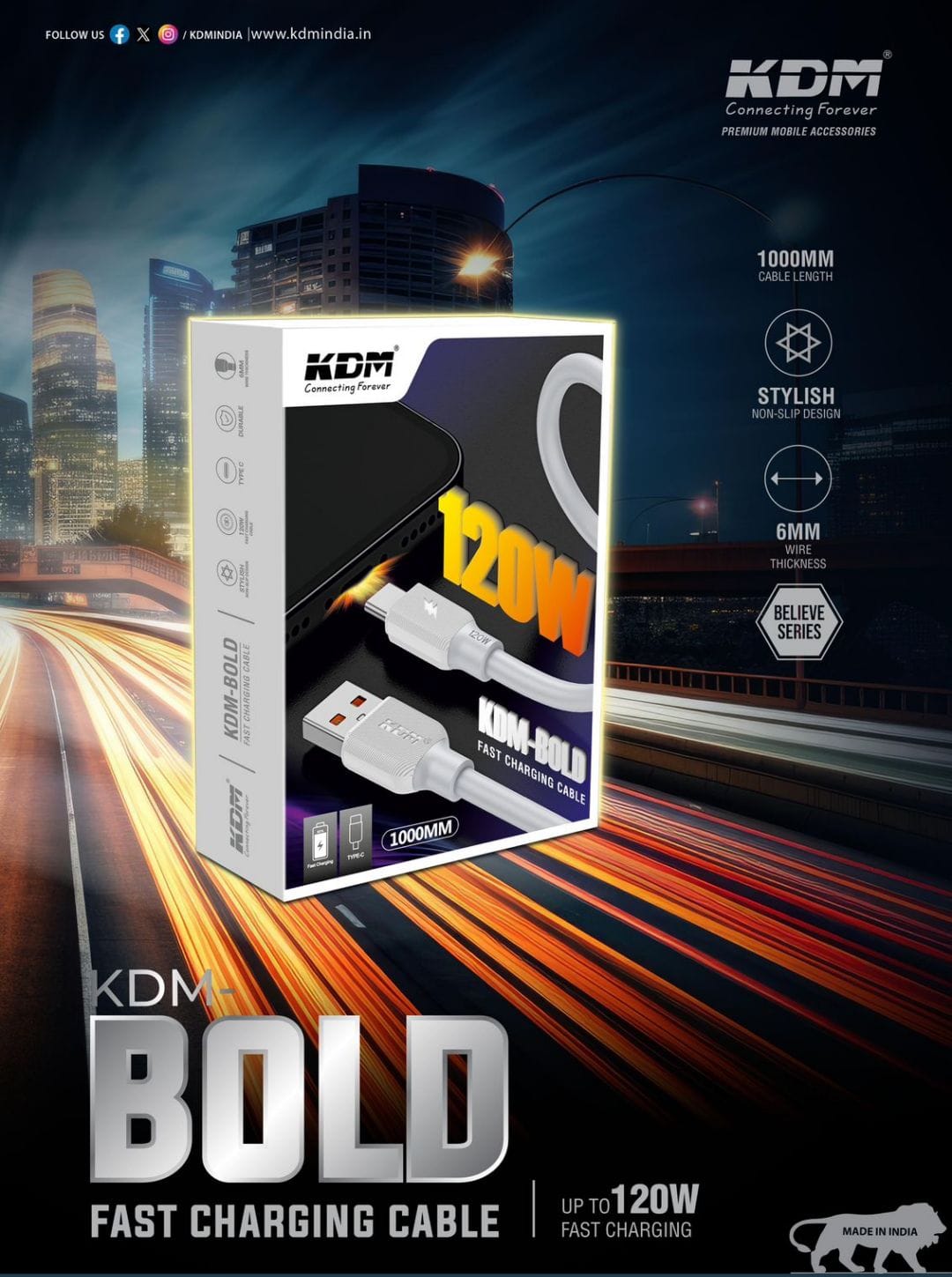 KDM Bold  120W Charging CABLE