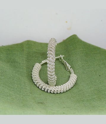 LUV FASHION Silver Bali Earrings ( Pack of 1 )