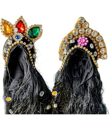 Cherry Tree Durga Mata Black Crystal Jewellery ( Pack of 2 )