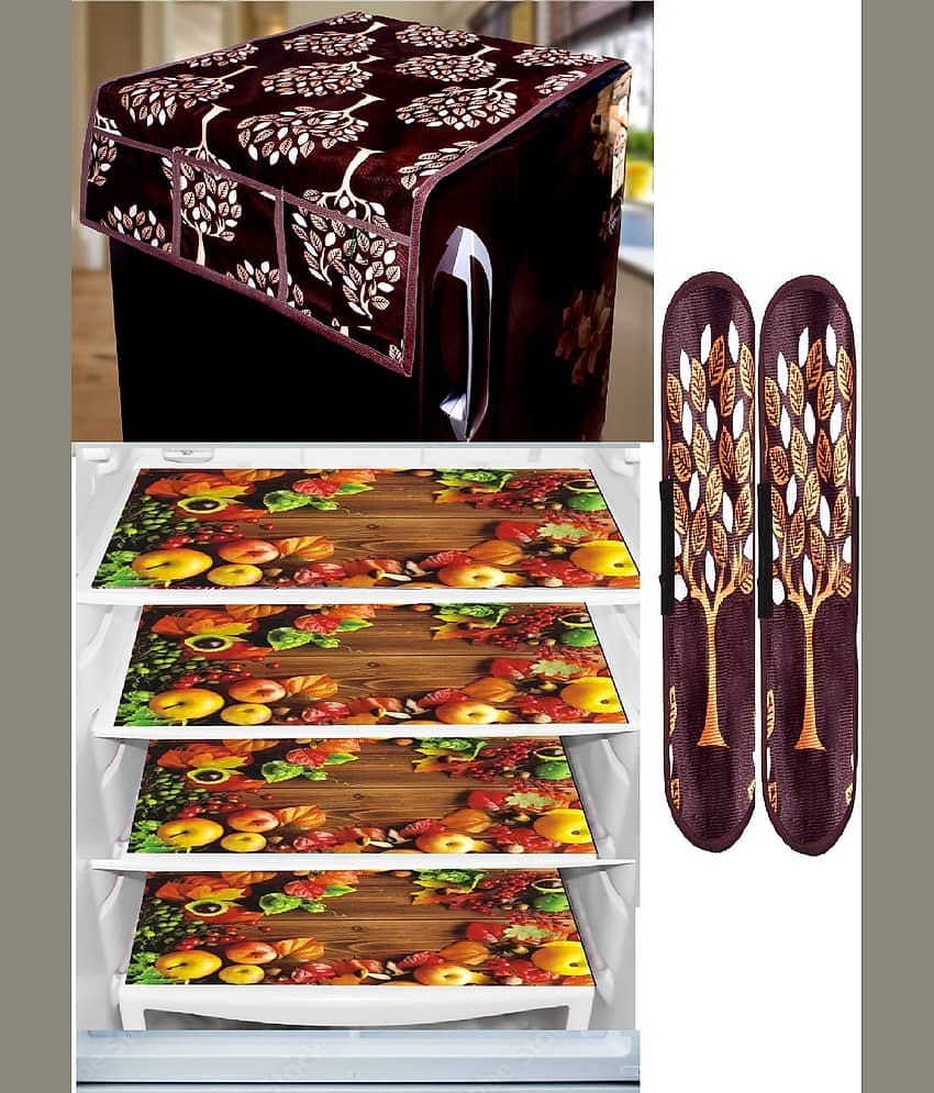 Sanraksshan PVC Floral Fridge Mat & Cover ( 40 30 ) Pack of 7 - Multicolor