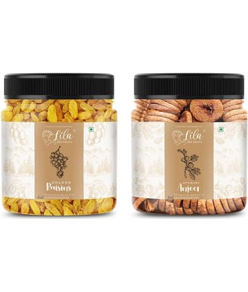 Lila Dry Fruits Figs (500gm) & Golden Raisins (500gm) Combo | Anjeer Kishmish Combo