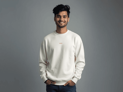 Taarak Mehta Ka Ooltah Chashmah| Printed Crew Neck Cotton 350 GSM White Winter Sweatshirt (TU KAB SUDHREGA)