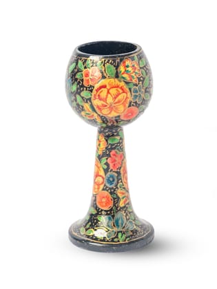Paper Mache Goblet: Floral Noir