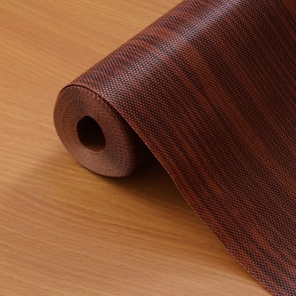 45cm x 3m Multipurpose Waterproof Wooden Printed Diamond Anti-Slip Shelf Liner Mat Brown-45cm x 3m