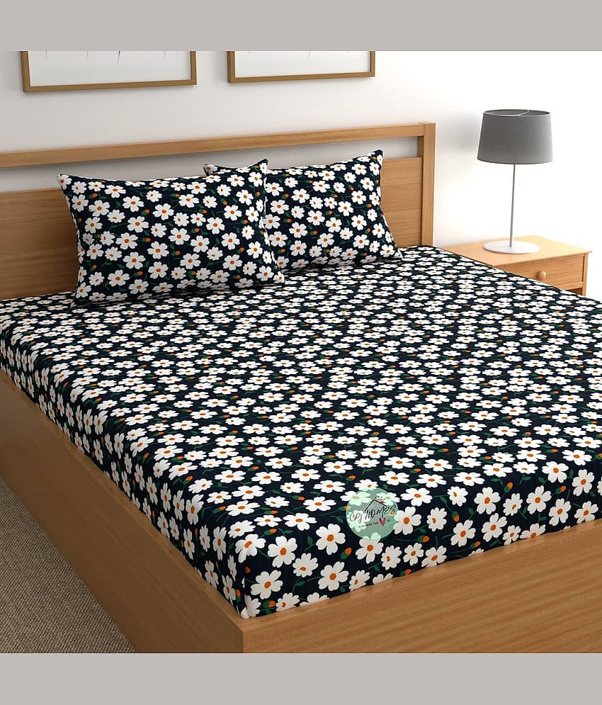 CG HOMES Microfiber 1 Double Bedsheet with 2 Pillow Covers ( Blue )