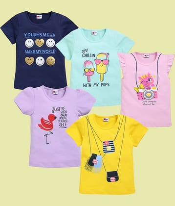 Mars Infiniti Pack of 5 Baby Girls Cotton T-Shirt ( Multi )