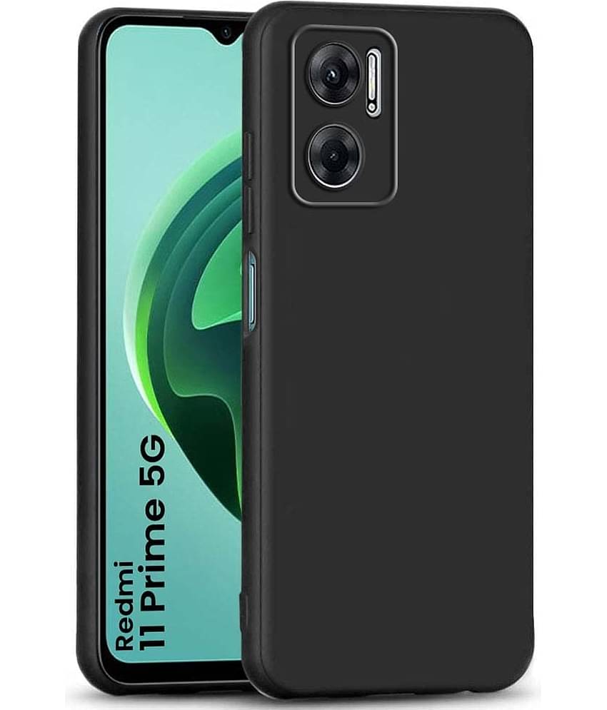 Case Vault Covers - Black Silicon Plain Cases Compatible For Redmi 11 Prime 5G ( Pack of 1 )