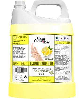 Mirah Belle Lemon Hand Rub Sanitizer Gel Can-  Sulfate and Paraben Free Hand Sanitizer 5000 mL Pack of 1