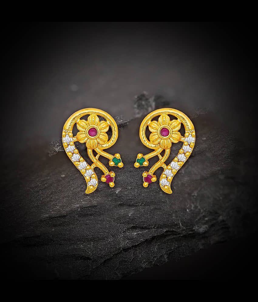 LUV FASHION Gold Stud Earrings ( Pack of 1 )