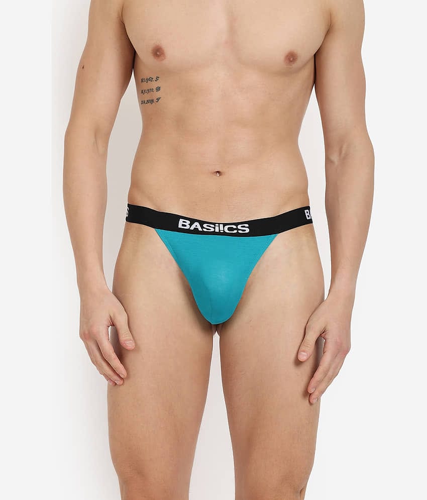 BASIICS By La Intimo Pack of 1 Cotton Blend Thongs For Men's ( Teal )