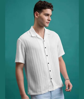 Bluedove Poly Cotton Regular Fit Striped Half Sleeves Men's Casual Shirt - White ( Pack of 1 )