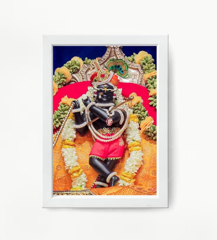 NOKKES Radha Raman Ji Vrindavan Radha Raman Thakur Ji White Photo Frames Religious Photo frame 5X7 Inch Photo Frame_QWW112