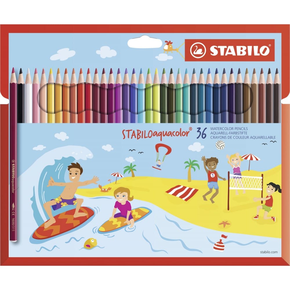 Stabilo | Aquacolor Colouring Pencils |  Wallet Of 36 Assorted Colours