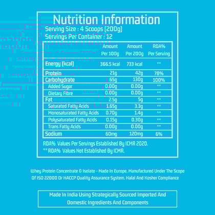 Myfitness Gainer H2O | The Ultimate Weight Gain Formula | 42g Premium Protein | 733 kcal | 2.4 kg