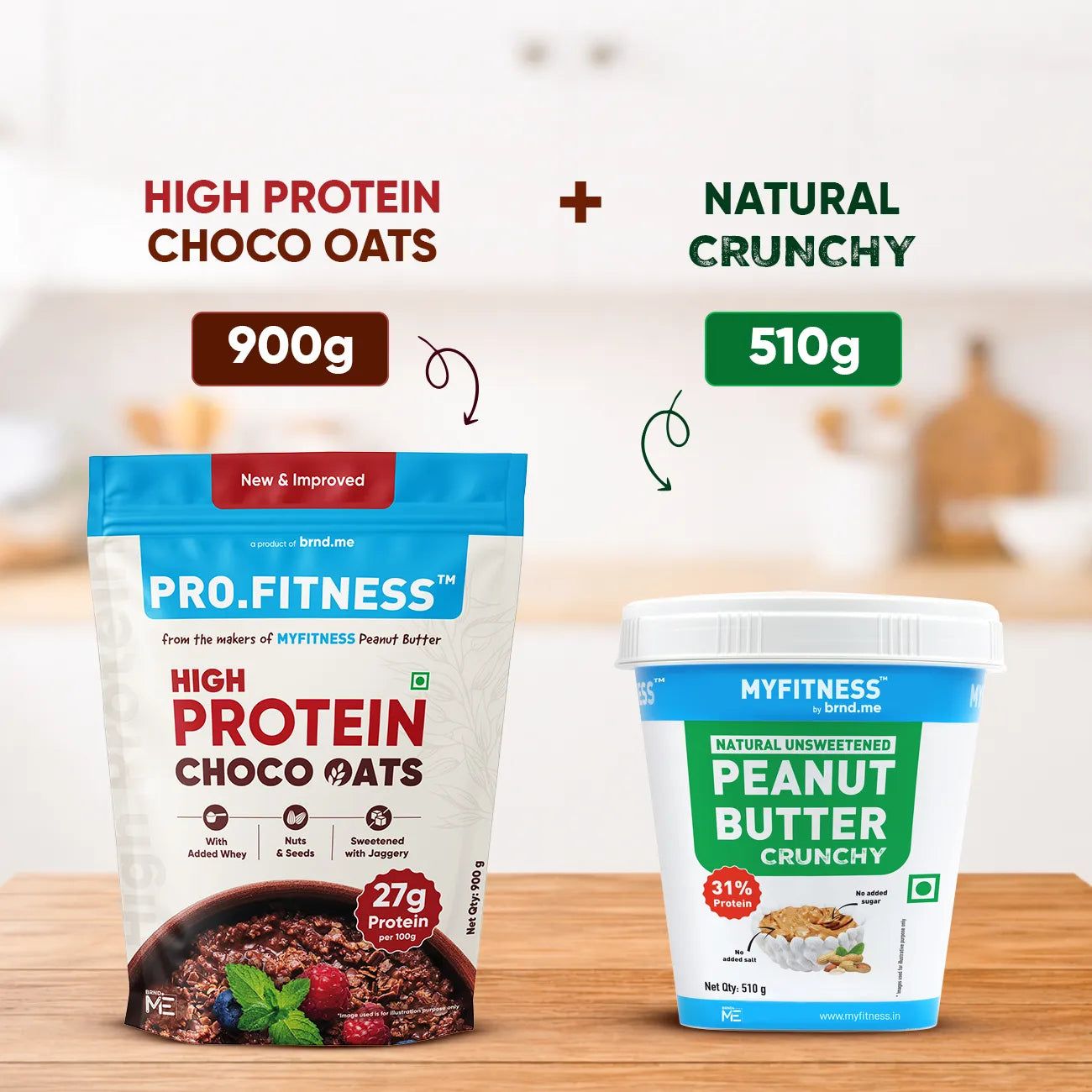 High Protein Healthy Breakfast combo (1.4kg) | 27g High Protein Chocolate Oats (900g) + Unsweetened Peanut Butter- Natural Crunchy (510g) High Protein Healthy Breakfast combo (1.4kg) | 27g High Protein Chocolate Oats (900g) + Unsweetened Peanut Butter- N