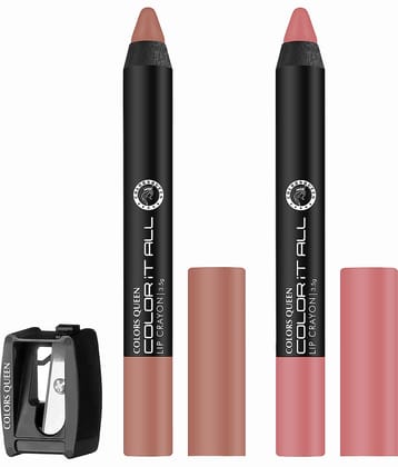 Colors Queen Color It All Non Transfer Matte Lip Crayon 3.5g, Combo of 2