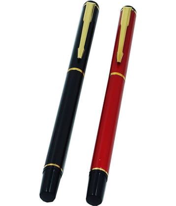auteur 801 Black & Red Color Premium Executive Roller Ball Pen Combo Offer Of 2 With 18 KGP Golden Arrow Clip , Metal Body , Best Roller Ball Pen Gift Set For Men & Women Professional Executive Office, Nice Pens .