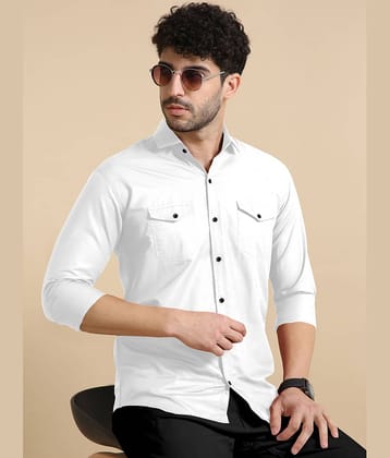 VTEXX Cotton Blend Regular Fit Solids Full Sleeves Men's Casual Shirt - White ( Pack of 1 )