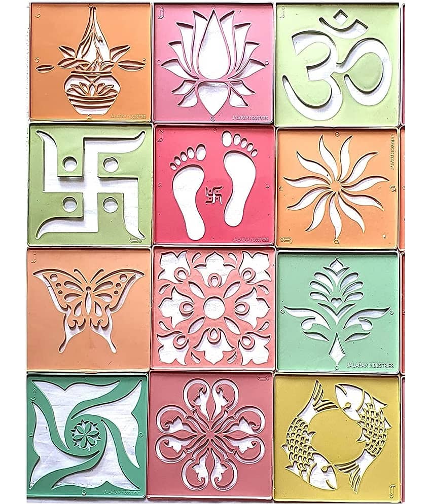 Vardhman Multicolour Powder Rangoli - Pack of 12