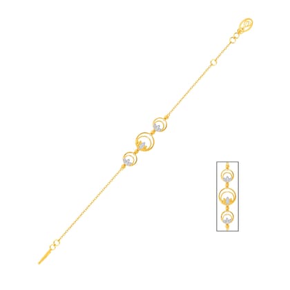 Senco Gold Lotus Trio Diamond Bracelet (3.5 gram / 0.07 Ct / HI-SI / 14K Yellow Gold)