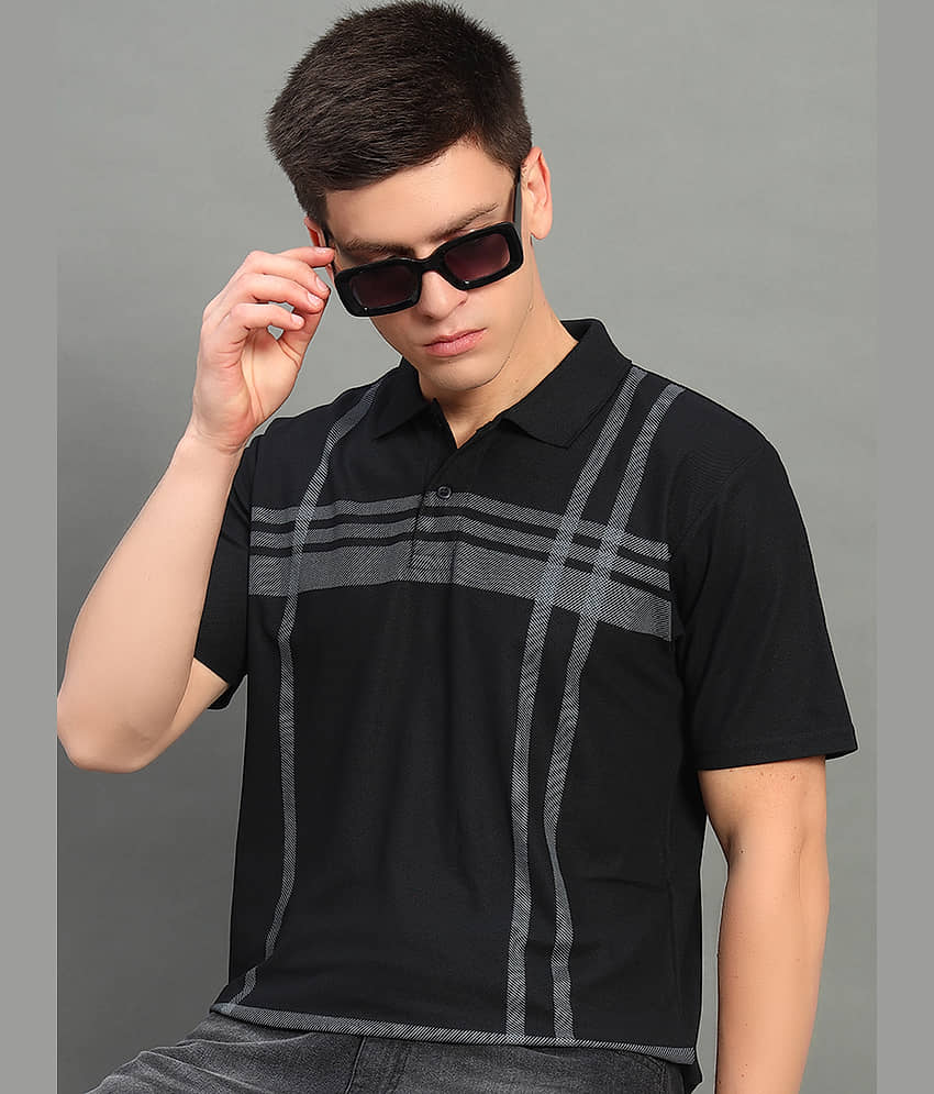 renuovo Pack of 1 Cotton Blend Regular Fit Striped Half Sleeves Men's Polo T Shirt ( Green )