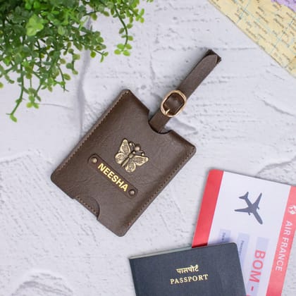 PERSONALISED TRAVEL TAG - BROWN-Brown