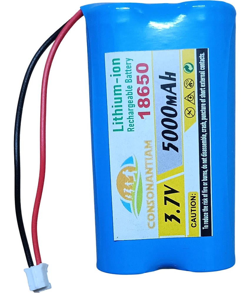 CONSONANTIAM 3.7 Volt Battery Pack 5000 mAH Full Capacity 18650 Lithium Ion Rechargeable Battery Pack Boat Stone 1000 Battery with 1 Year Warranty Security. (with BMS Card Inbuilt)