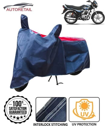 Autoretail Dust Proof Two Wheeler Polyster Cover With (Mirror Pocket) for Bajaj CT 100 with Buckle Lock (Red & Blue)