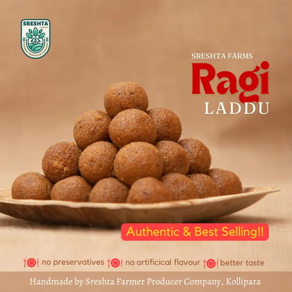 Sreshta Farms Ragi Laddu with Jaggery & Pure Ghee Sreshta Farms Ragi Laddu with Jaggery & Pure Ghee