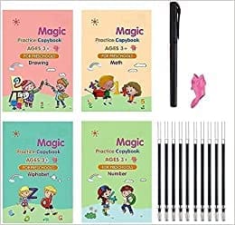 Right Traders Magic Practice Copybook, (4 BOOK + 10 REFILL) Number Tracing Book for with Pen