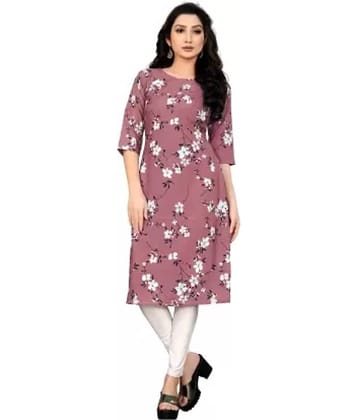 AK FASHION MALL Pack of 1 Crepe Printed Straight Women's Kurti - ( Multicolor )