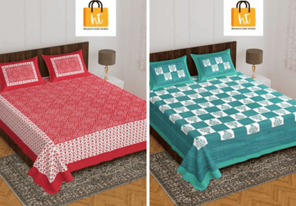 2201-Hometrade India- Standard Double Size (90*100 in )-Combo Double Bedsheet