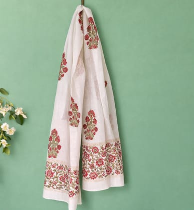Block Printed Chanderi Stole – Floral Heritage Motif
