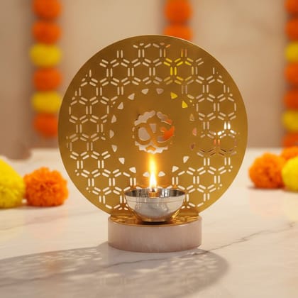Brass Om Deepak | Spiritual Diya for Puja, Height : 7.5 Inch (ATMAS076 C)