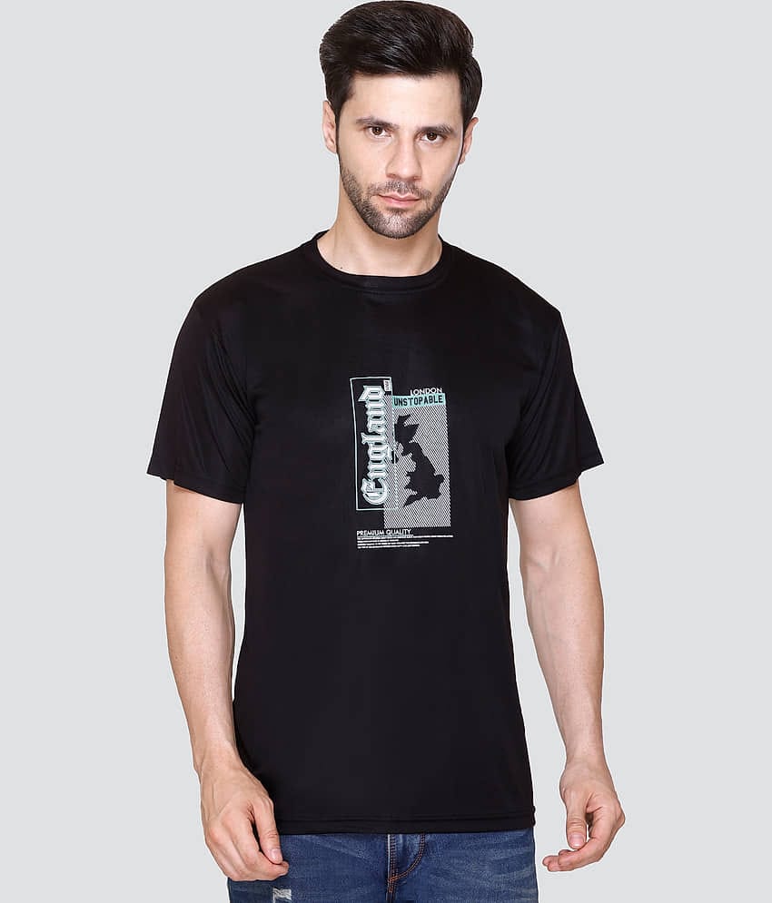 Zeffit Polyester Regular Fit Printed Half Sleeves Men's T-Shirt - Black ( Pack of 1 )