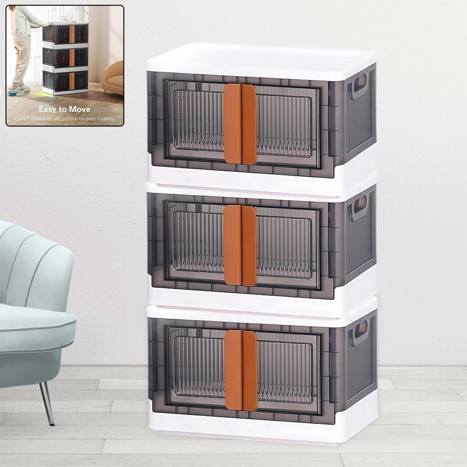 Plastic Folding Wardrobe Storage Organizer (3 Layer / 1 Pc)
