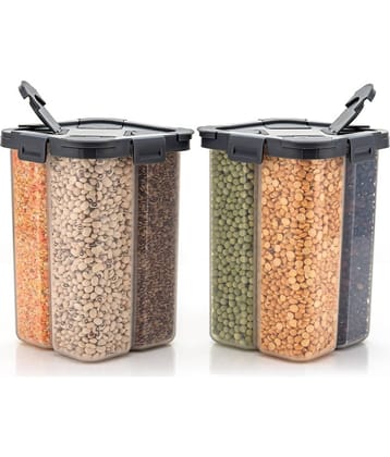 Analog Kitchenware Dal/Pasta/Grocery PET Grey Multi-Purpose Container ( Set of 2 )