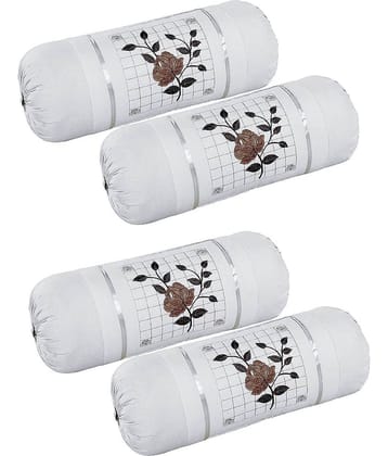 MAHALUXMI COLLECTION - Pack of 4 Microfiber Embroidered Standard Size Pillow Cover ( 78.74 cm(31) x 40.64 cm(16) ) - White