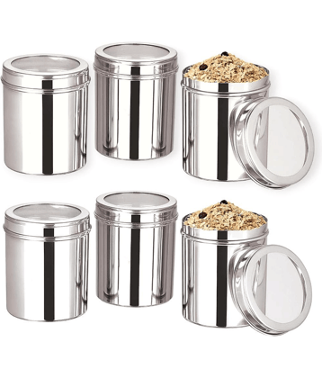 STEEPLE Steel Silver Multi-Purpose Container ( Set of 6 )