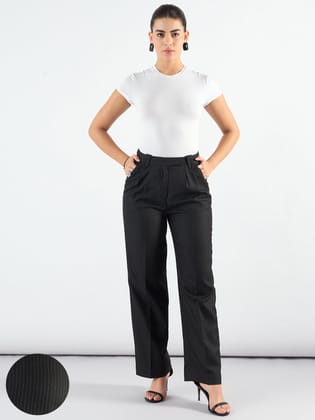 Striped High Waist Pleated Trouser-XS