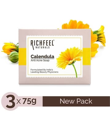 Richfeel Calendula Anti Acne Soap 75 G Pack of 6 | Removes Tan| Skin Brightening| Reduces Marks & Blemishes