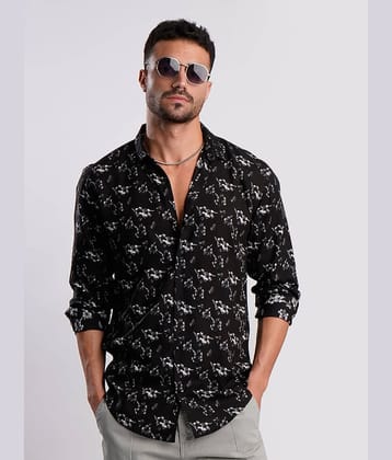 IVOC Rayon Slim Fit Printed Full Sleeves Men's Casual Shirt - Black ( Pack of 1 )