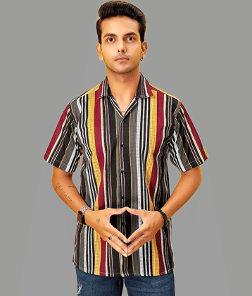 HARPITA Cotton Blend Oversized Fit Striped Half Sleeves Men's Casual Shirt - Multicolor ( Pack of 1 )
