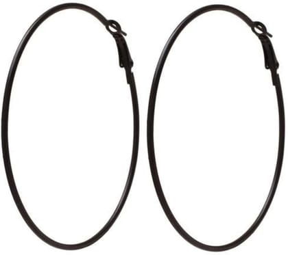 Black Gol Hoop Earrings Big Size Alloy Earring for Girls & Women Pack 1 Pair