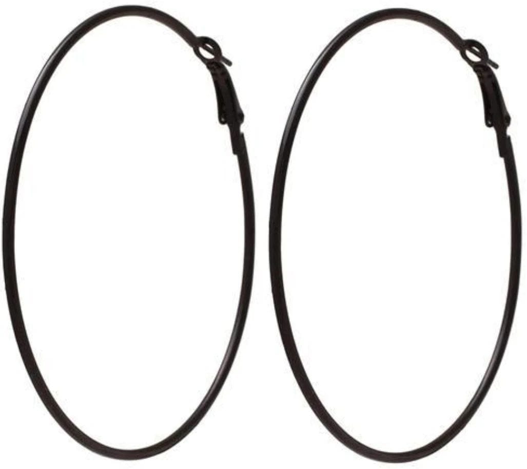 Black Gol Hoop Earrings Big Size Alloy Earring for Girls & Women Pack 1 Pair