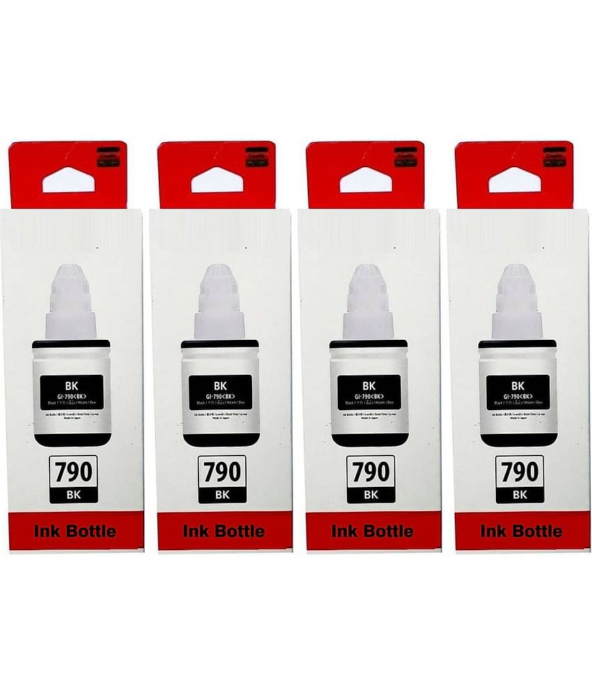 zokio Refill Ink Gi-790 Black Pack of 4 Cartridge for 790 INK G1000 , G1010 , G1100 , G2000 , G2002 , G2010 , G2012 , G2100 , G3000 , G3010