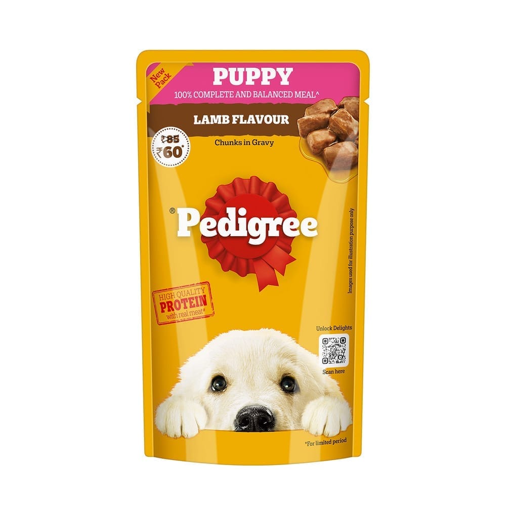 Pedigree Lamb Flavour Chunks in Gravy Puppy Wet Dog Food 130g