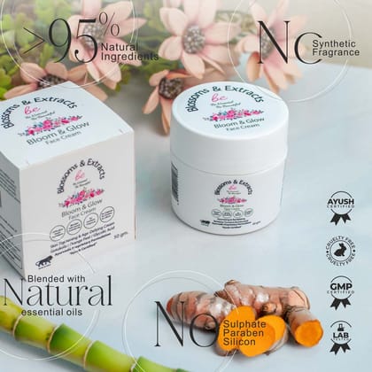 Blossoms & Extracts Be Beautiful Bloom & Glow Face Cream Skin Tightening & Age- Defying Cream With Gotukola, Orange Peel & Glycolic Acid