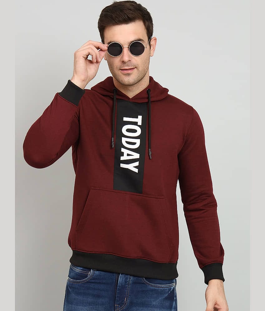 OGEN Cotton Blend Hooded Men's Sweatshirt - Wine ( Pack of 1 )